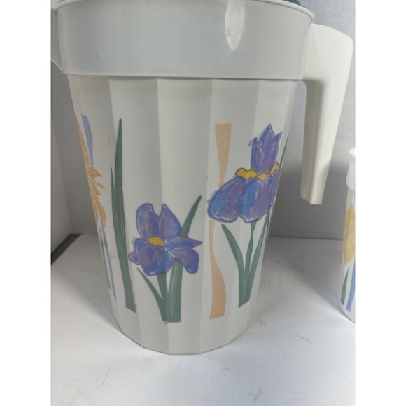 PackerWare Vintage 2 QT Floral Pitcher Made in USA‎ 2 Water Cups - Picture 5 of 9